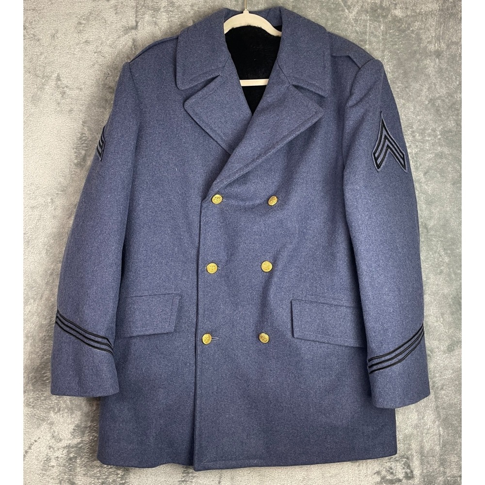 Heavy Blue Wool Citadel Reefer Pea Coat by Weintraub 42L Waterbury Buttons